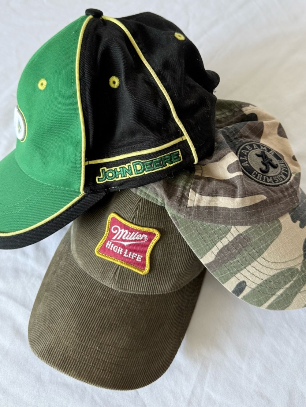 John Deere Miller High Life Alabama Crimson Tide Adjustable Back Hat Lot of 3